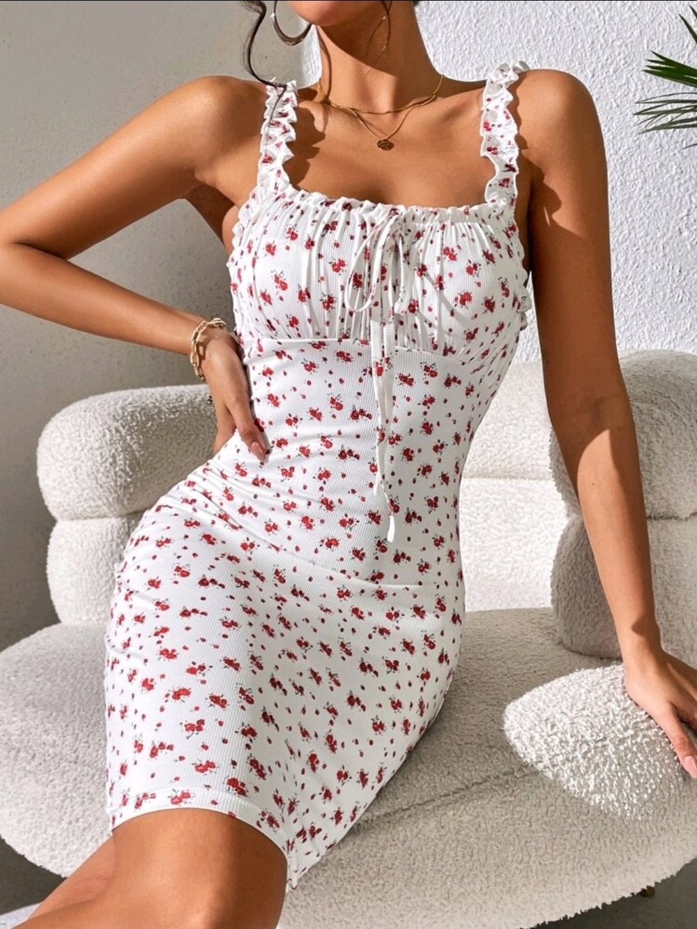 🌹White Floral Summer Dress